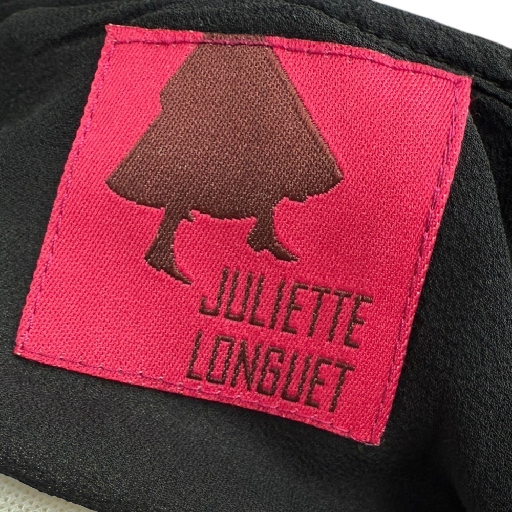 NEW JULIETTE LONGUET Silk Chic Black Ruffled Flower Detail A-Line Skirt Size 10 - Picture 6 of 8